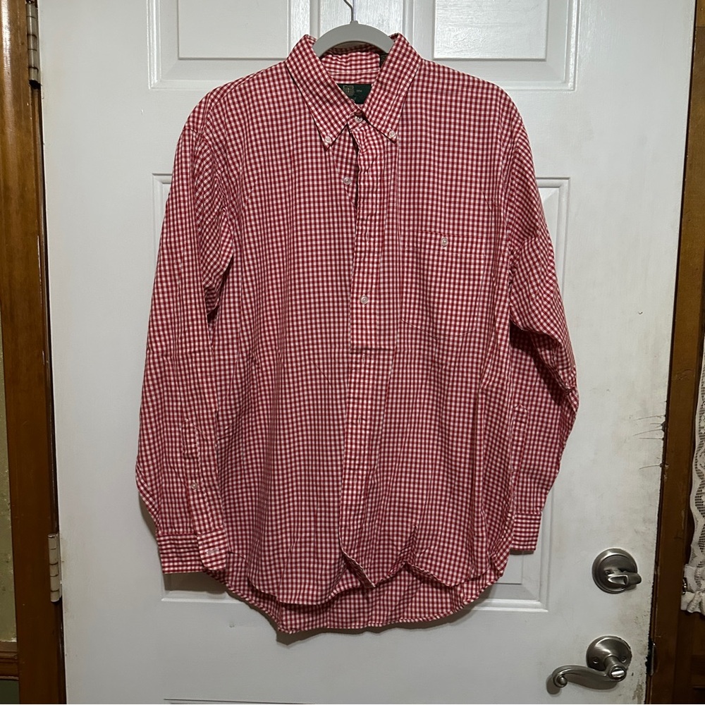Orvis Classic Fit Long Sleeve Button Down Gingham Shirt‎ Mens L Wrinkle Free